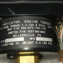 PN: 206-075-739-115, Torque Indicator, SN: 551, SV, Bell 206