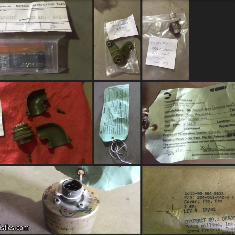 Pallet of Aircraft Parts: T53, UH1H, OH58, M250, CH46, UH60, H46, CH124, More - US Only (See Description)