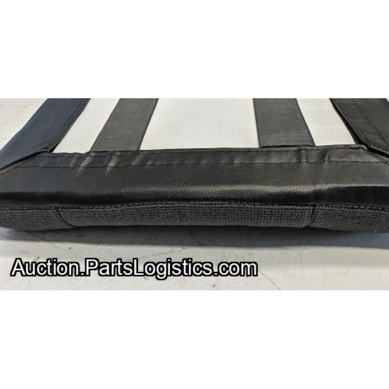 PN: PBK-58-102, Bell 206 Pilot Seat Back, Grey Cloth with Black Leather Trim, New, ID: D11