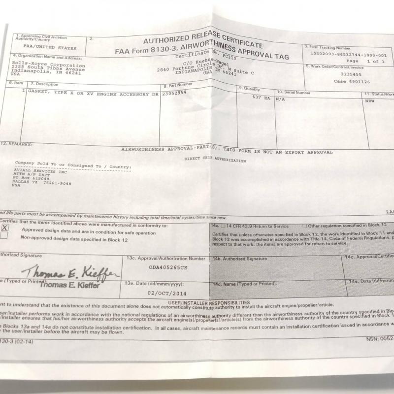 Rolls-Royce M250 C20 Gearbox Ship Kit, New, ID: AZA