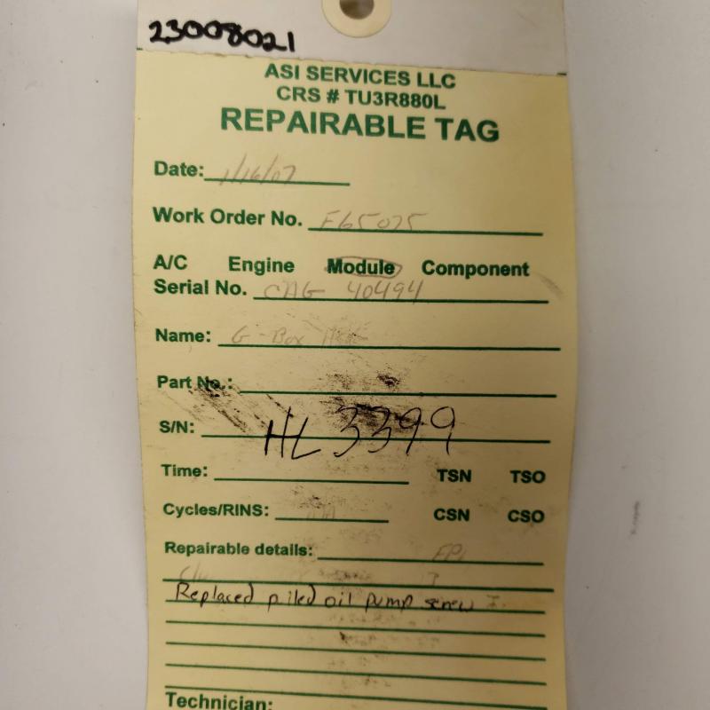 Rolls-Royce M250 C20 Gearbox Housing Assembly, P/N: 23008021, S/N: HL3399, Used, ID: AZA
