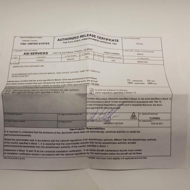 Multiple Rolls-Royce M250 Consumables, ID: AZA