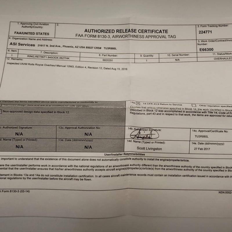 Multiple Rolls-Royce M250 Consumables, ID: AZA