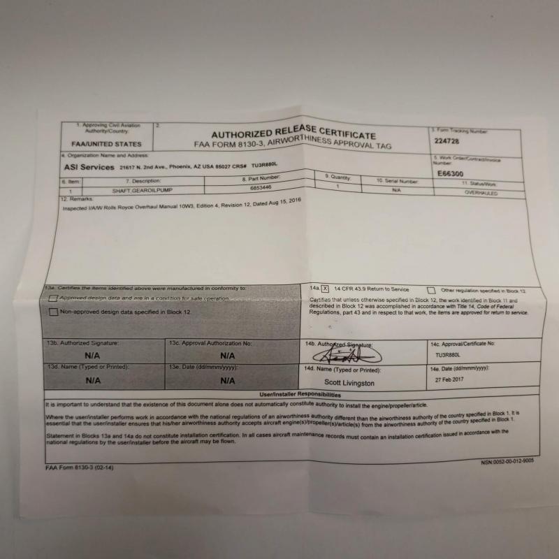 Multiple Rolls-Royce M250 Consumables, ID: AZA