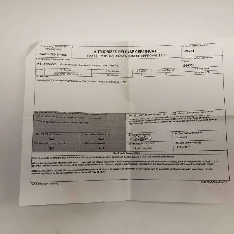 Multiple Rolls-Royce M250 Consumables, ID: AZA