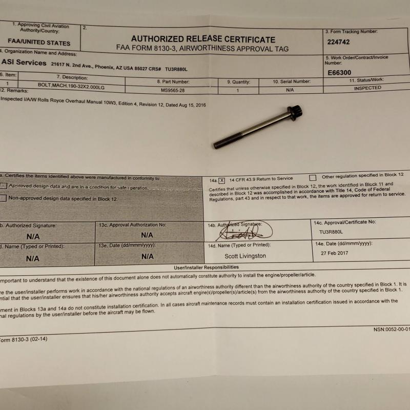 Multiple Rolls-Royce M250 Consumables, ID: AZA