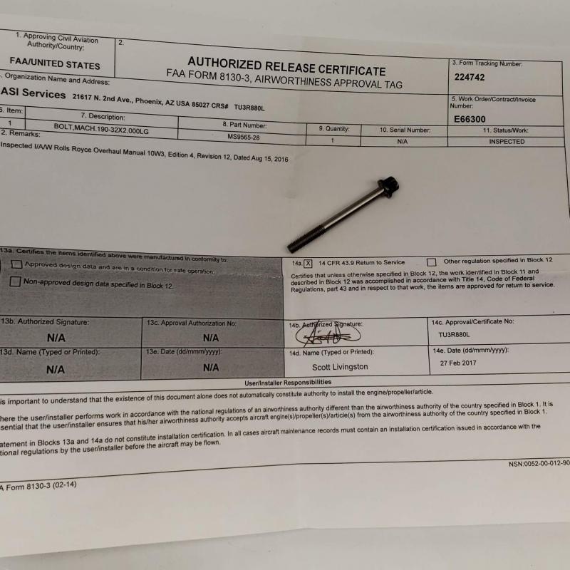 Multiple Rolls-Royce M250 Consumables, ID: AZA