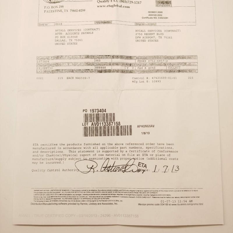 Rolls-Royce M250 Consumables, ID: AZA