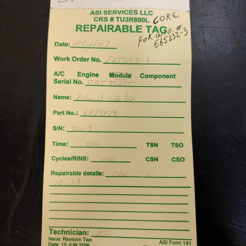 Rolls-Royce M250, Exhaust Collector Support, P/N: 6879879, S/N: 21113, As Removed, ID: AZA