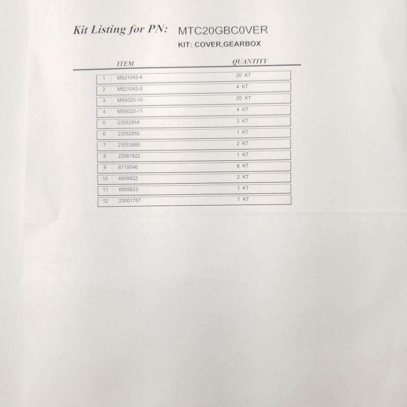 New OEM Approved RR M250, Series II Gearbox Cover Kit, P/N: C20GBC0VER640003, ID: CSM