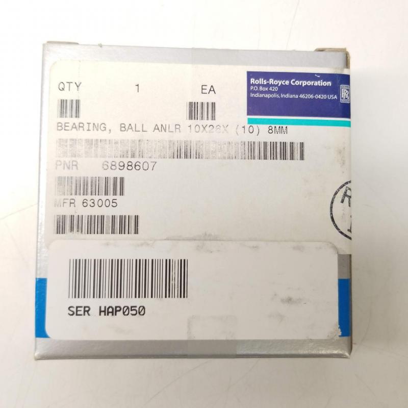New OEM Approved RR M250, Annular Ball Bearing, P/N: 6898607, S/N: HAP050, ID: CSM