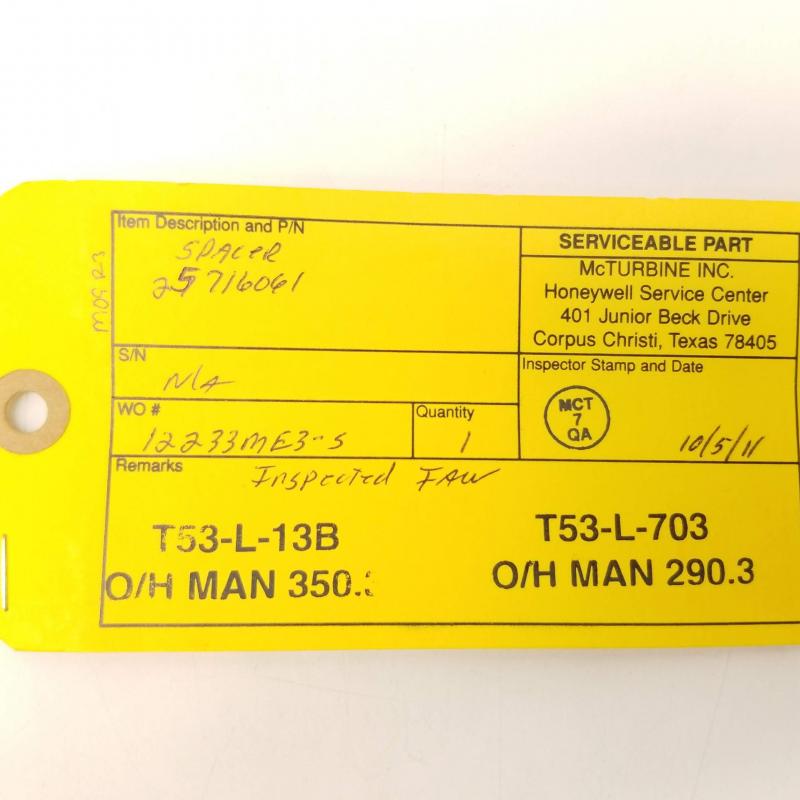Serviceable OEM Approved Honeywell, Spacer Plate, P/N: 25716061, ID: CSM
