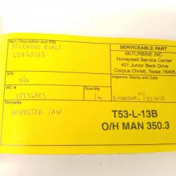 Serviceable OEM Approved Honeywell, Electrical Solenoid, P/N: 25820153, ID: CSM