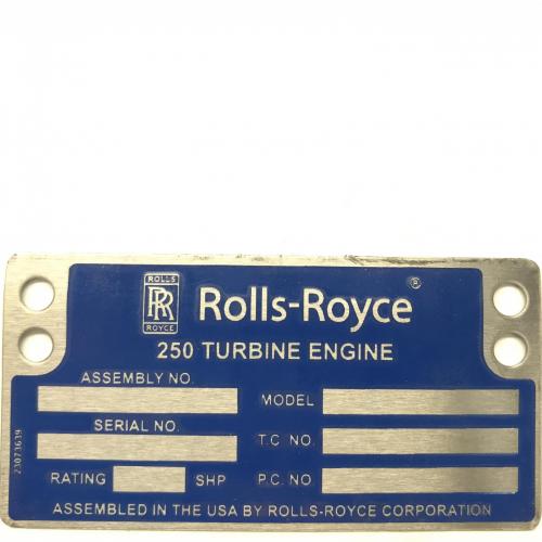 New OEM Approved RR M250, Identification Plate, P/N: 23073639, ID: CSM