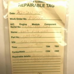 Rolls-Royce M250, Firewall Assembly, P/N: 6898576, S/N: SAL-011, As Removed, ID: AZA