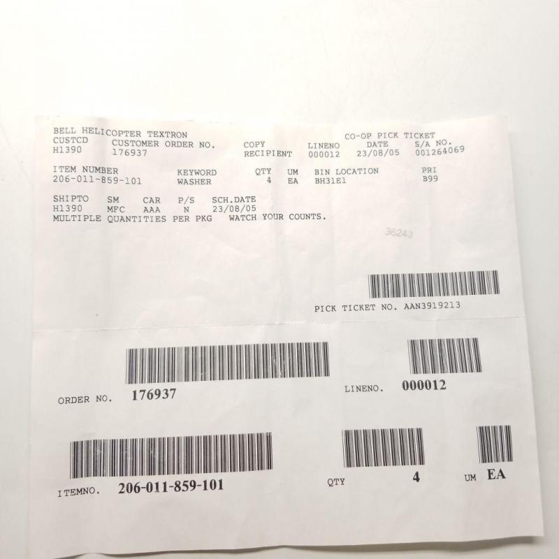 P/N: 206-011-859-101, Washers, New, BH, ID: D11