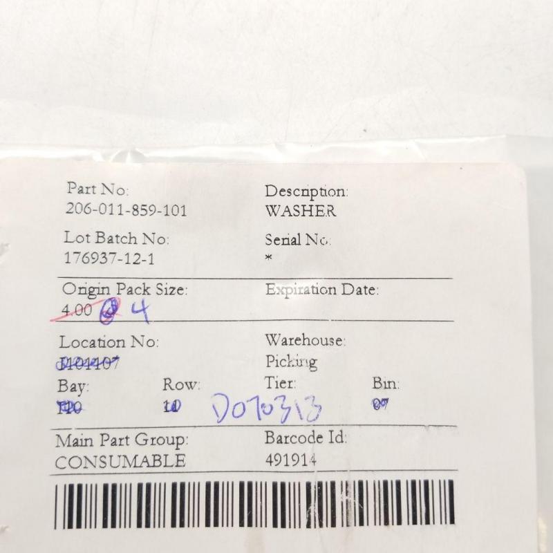 P/N: 206-011-859-101, Washers, New, BH, ID: D11