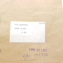 P/N: 6876676, Identification Plate, New, RR M250, ID: D11
