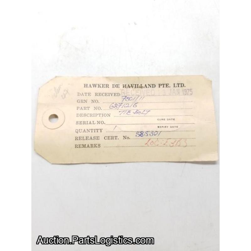P/N: 6871215, Tie Bolt Compressor, S/N: 20120, New, RR M250, ID: D11